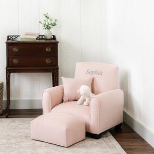 Personalized Kids Chair: Toddler Armchair - Blush Suede