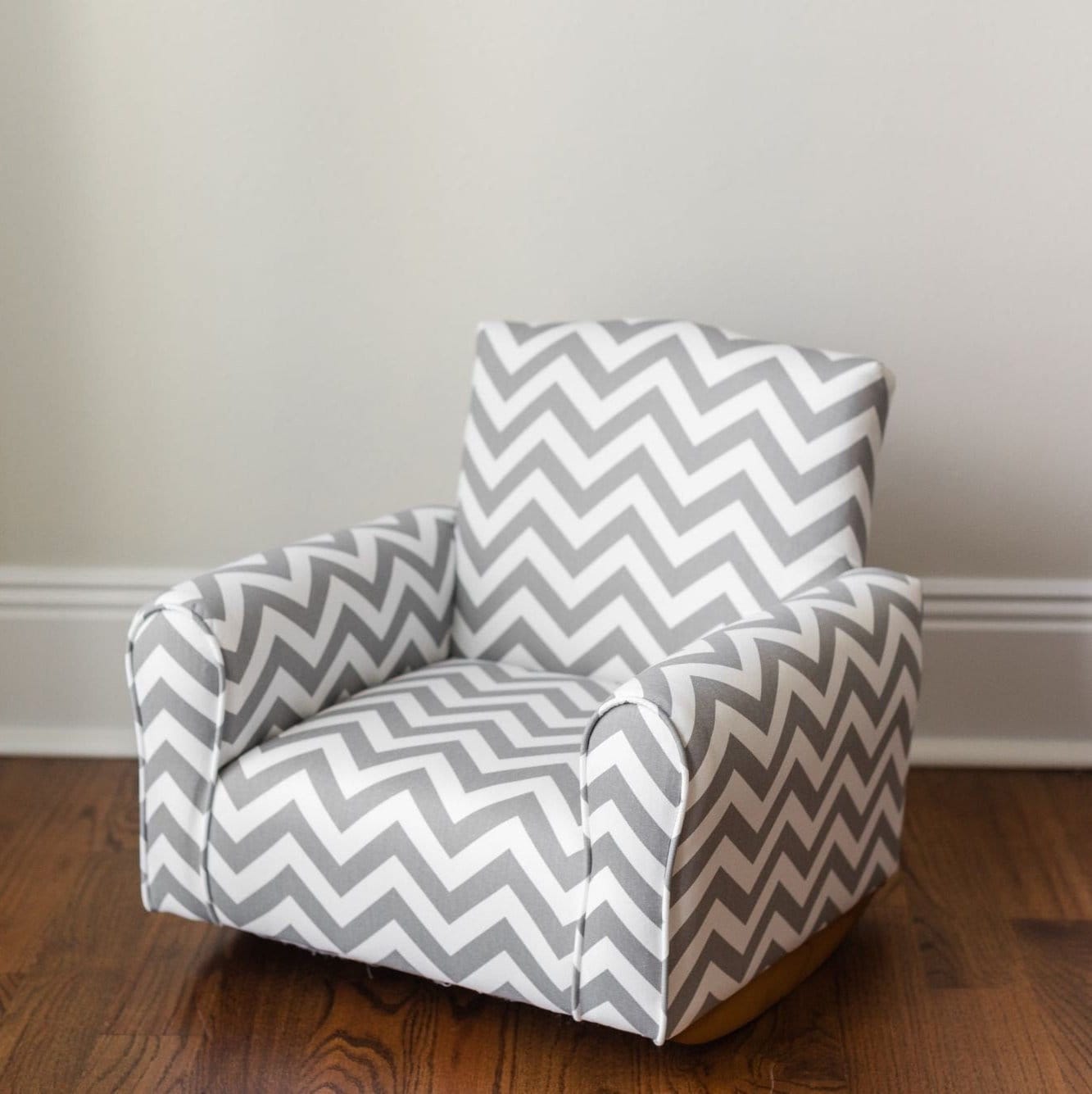Personalized Child's Upholstered Rocking chair / Chair - Gray Chevron