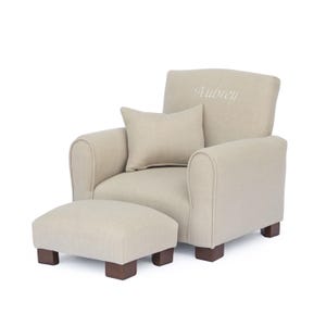 Personalized Child Rocking Chair: Upholstered Toddler Chair - Oatmeal / Beige
