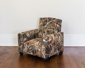 Personalized Child's Upholstered Rocking chair / Chair - Camo/Straw