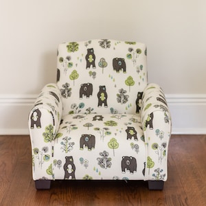 Personalized Kids Chair, Childs Upholstered Rocking Chair, Toddler Chair, Kids Armchair Bears and Trees Print None