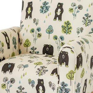 Personalisierter Kleinkind-Schaukelstuhl, Kinderstuhl mit Ottomane und Kissen - Bären- und Baumdruck Bild 15