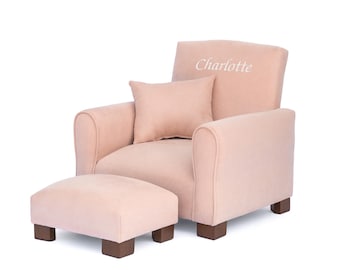 Personalisierter Kinderstuhl: Kleinkind Sessel - Blush Wildleder