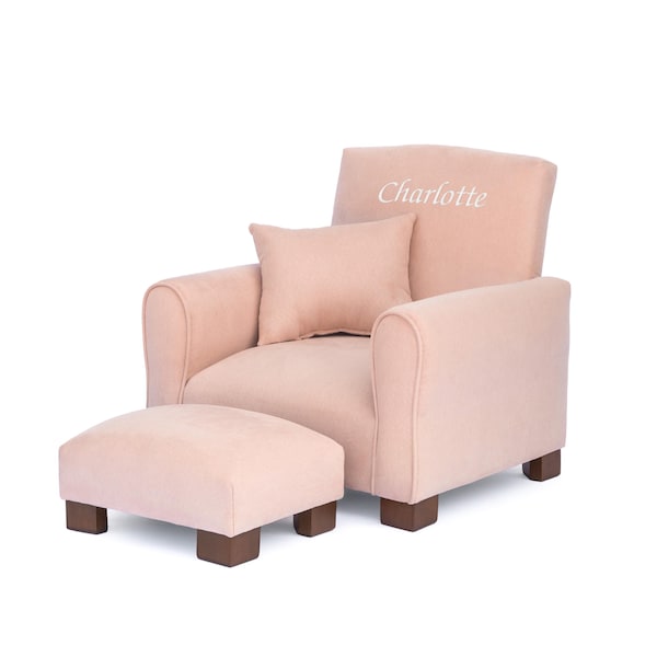 Silla infantil personalizada: Sillón para niños pequeños - Ante color rosa empolvado