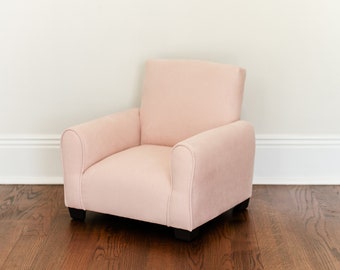 Personalized Child's Upholstered Rocking chair / Chair - Blush Suede