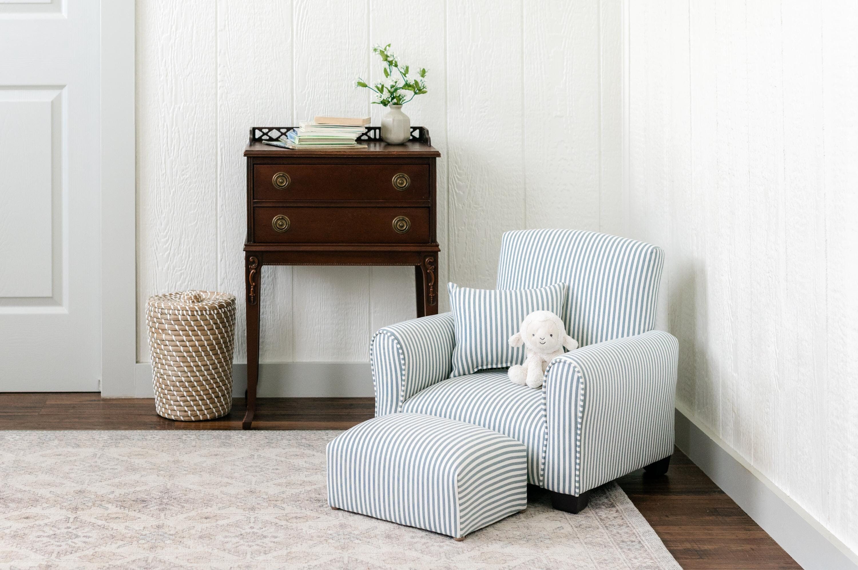 Personalized Kids Rocking Chair Toddler Chair Blue white Striped Etsy Canada
