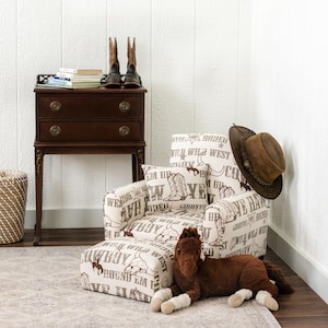 Personalized Child&#39;s Upholstered Rocking chair / Chair -  Cowboys / Brown