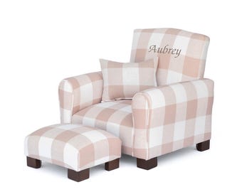 Personalized Toddler Armchair/ Custom Toddler Rocking Chair - Blush Check