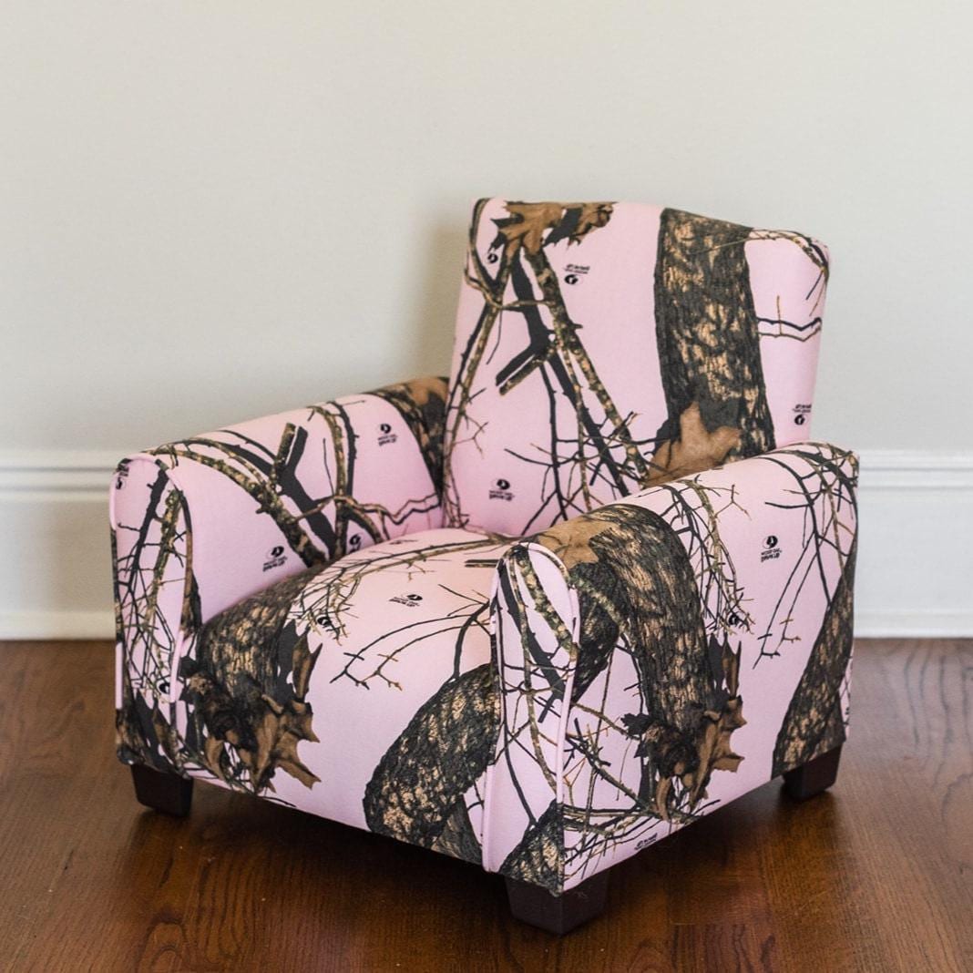 Fauteuil Pour Tout-Petit Avec Personnalisation, Repose-Pieds Et Oreiller - Camouflage Rose