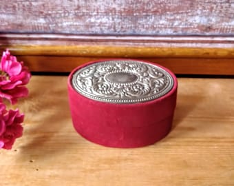 Portagioie Vintage A Forma Di Fiore Rosso E Oro In Metallo - Scrigno Per Anelli E Orecchini Con Interno In Velluto