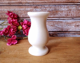 Vintage white bud marble vase, Marble art, Minimalist decor, Flower vase, Stone vase, Small flower vase