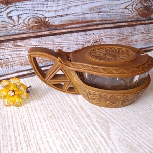 Vintage Italian plastic sugar bowl with glass interior, Sugar bowl, Sugar bowl with lid, Vintage kitchen.