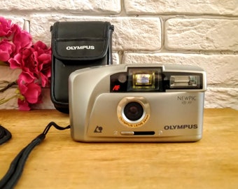 Film camera Collector's item Silver Olympus Newpic XB AF 24mm lens camera, Photographer gifts