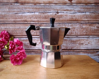 Vintage Italian Coffee Maker, Vintage Silver Tone Coffee pot, Moka pot, Metal Coffee Percolator, Espresso Pot, Stovetop espresso.