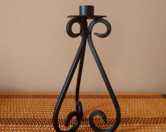 Vintage candle holder, Taper candle holder, Black candlestick, Candle holder decor.