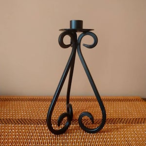 Vintage candle holder, Taper candle holder, Black candlestick, Candle holder decor.
