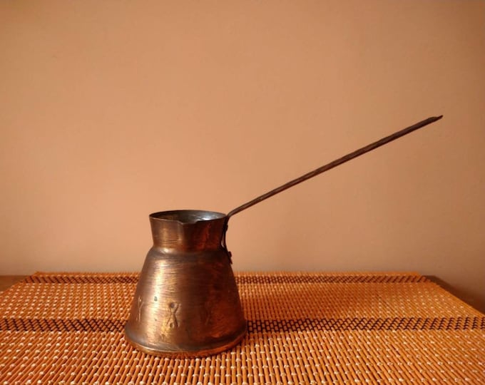Turkish copper coffee pot, Turkish coffee maker, Vintage copper pot, Cezve, Coffee lovers gift.