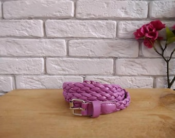 Vintage Braided Purple Belt, Faux Leather, Women's Waist Accessory, One Size Fits All