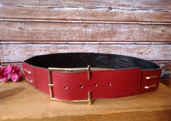 Vintage red Harness House belt, Steerhide, Size 3… - image 2