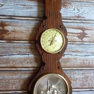 Vintage Wooden Thermometer: Greece Relief Art, Ioannina, 1970s