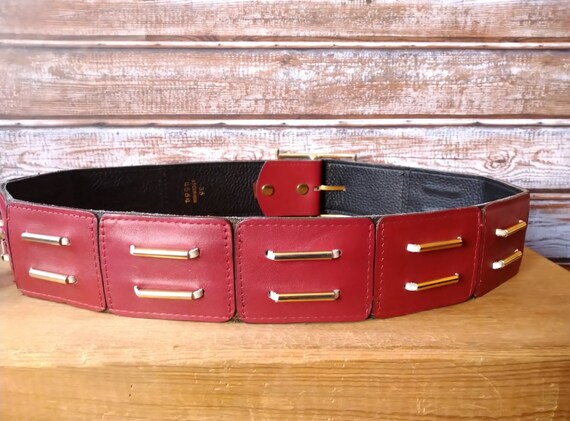 Vintage red Harness House belt, Steerhide, Size 3… - image 8