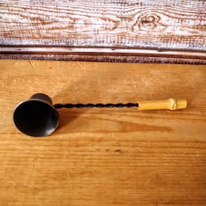 Vintage wrought iron candle snuffer, Black snuffer with wooden handle, Candle extinguisher, Candle snuffer, Candle gifts, Candle accessories
