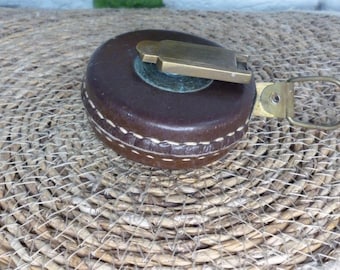 Vintage Kinex Leather Tape Measure: Antique Brass, 5 Meter