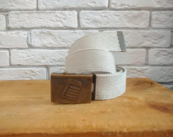 Beige Canvas Military Belt - Adjustable, Plus Size - Etsy display picture 3