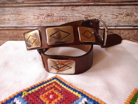 Hoffnung Berlin Brown Leather Women’s Belt w Carved Silver Buckle Vintage? Vintage Brown Leather Belt With Silver Buckle - Made in  main image 2