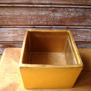 Vintage gold color square pot/planter