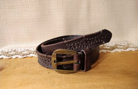 Vintage Dark Brown Leather Belt - Street One - Fits 29-33 - Etsy display picture 3