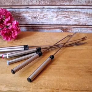 Vintage set of 8 stainless steel fondue forks, Fondue skewers, Fondue forks, Foodie gift.