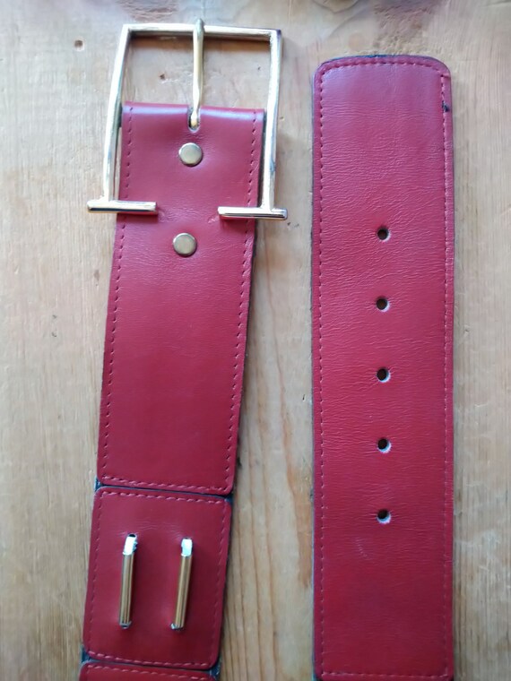 Vintage red Harness House belt, Steerhide, Size 3… - image 6