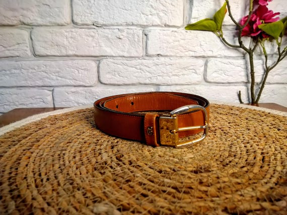 Pierre Cardin vintage brown real leather belt with gold buckle S Pierre Cardin Vintage Dark Brown Leather Belt 38/95 Made in  main image 3