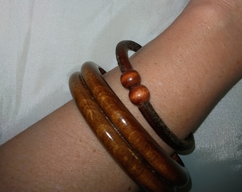 Vintage wooden necklace and bracelets, Natural wood jewelry, Boho hippie, Natural мaterial jewellery, Gift for her.