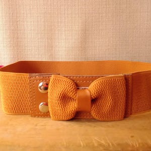 Vintage Brown Stretch Waist Belt with Ribbon Bow, Elegant Women&#39;s Elastic Belt
