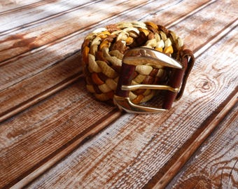 Vintage Rainbow Woven Leather Belt - Etsy display picture 1