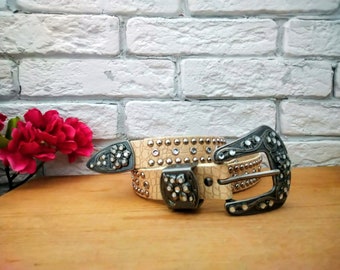 Set of Studded and Rhinestone Belts - Brown, Tan, Cream 02e64f0aa4ebcedacbea08b3cd718e  main image 3