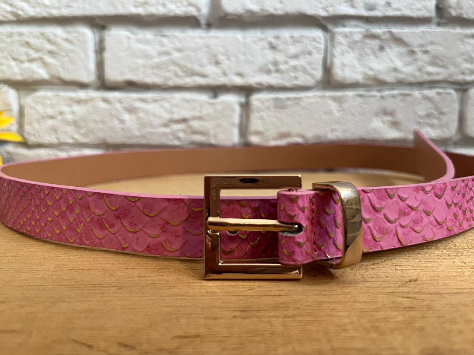 Omega Medium Purple Reptile Thin Leather Belt Statement Silver Buckle Hardware Unbranded Leather Pink Belts for Women for sale | eBay main image 3