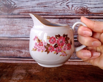 Vintage Floral Ceramic Creamer Pitcher - Bulgarian Kitchen Decor