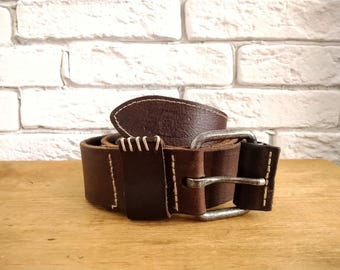 Mulberry Company Vintage Brown Leather Belt Wide Belt Two  display picture 1