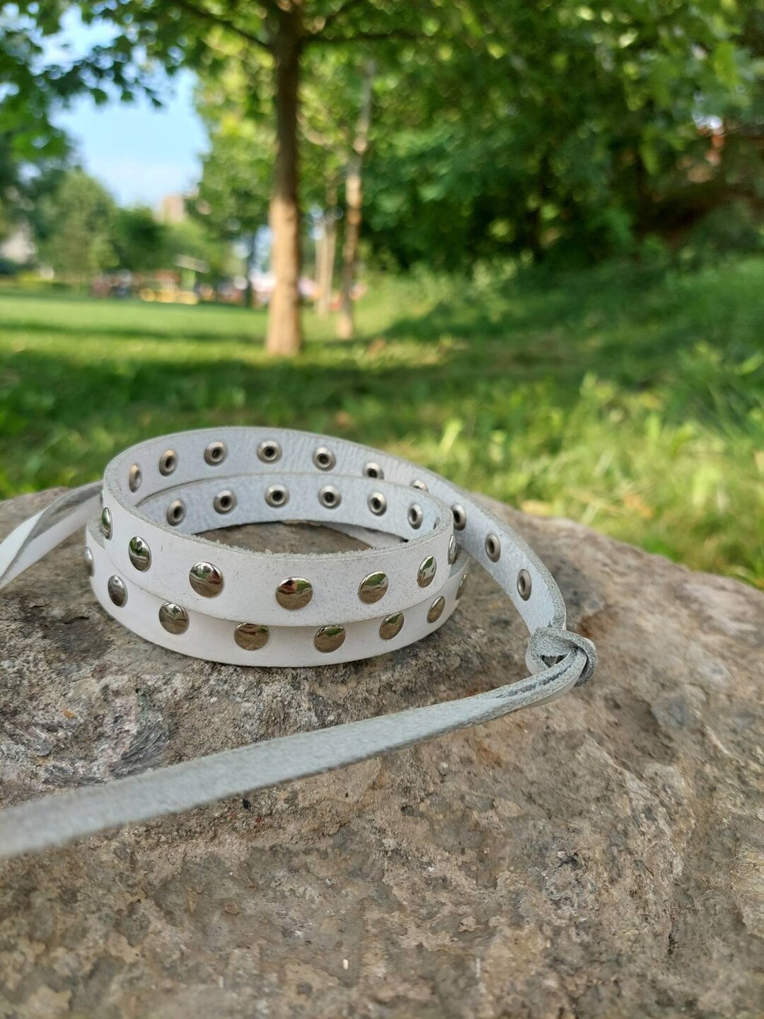 Cinture In Pelle Con Rivetti In Denim Occidentale, Unisex - Foto 9