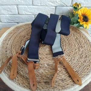 Vintage Adjustable Elastic Suspenders, 1 3/8 in in (3.5 cm) Wide, Y-Back Button Braces