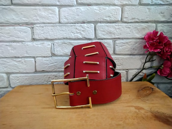 Vintage red Harness House belt, Steerhide, Size 3… - image 1