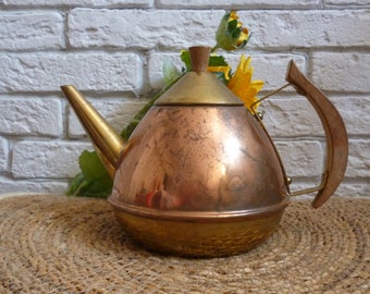 Vintage Copper Teapot 70s Tea Kettle