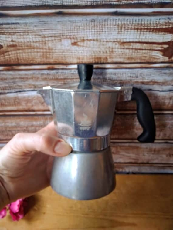 Vintage Stovetop Coffee Maker Gefu, Moka Pot, Metal Coffee