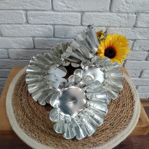 Vintage 6 pcs 5.3&quot; fluted aluminum jello molds, Round shape tin molds, Jello tins, Pie pan, Baking gifts, Baking accessories.