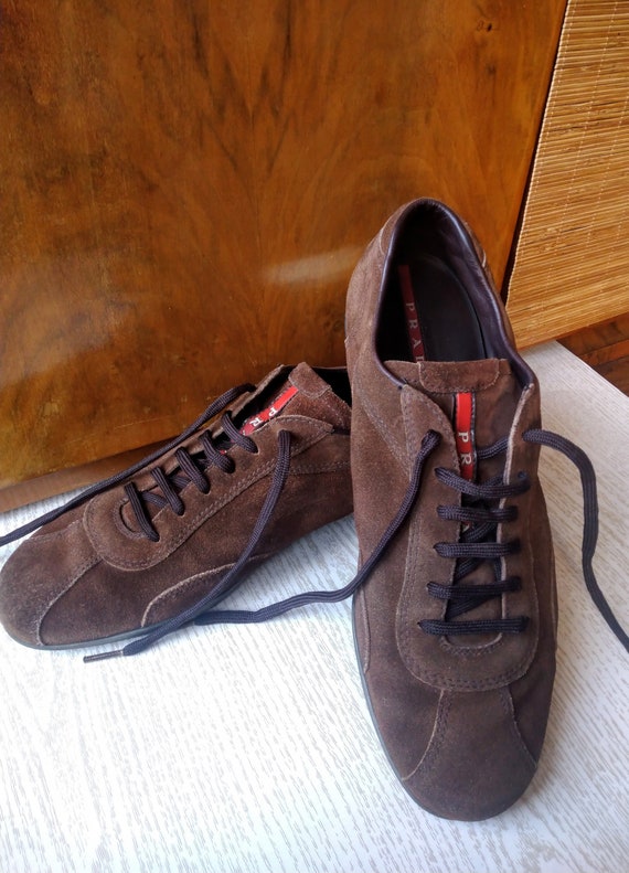 Vintage men's brown suede PRADA shoes, Made in Ita