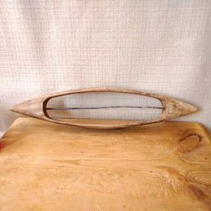 Antique large wooden weaving loom shuttle, Wooden boat shuttle for handloom, Weaving shuttle, Antique decor.