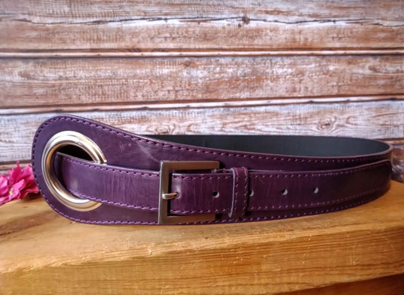 Vintage Miss Etam Purple Leather Belt: Asymmetrical Design  display picture 2